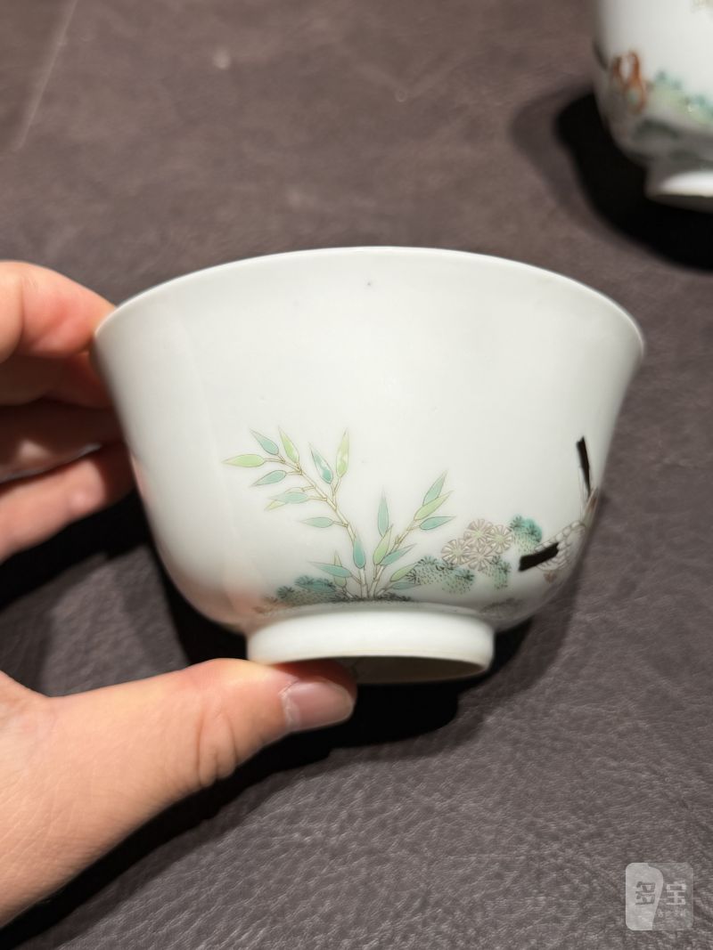 清道光 “宝善斋制”款粉鸟花鸟茶盅一对 - 图9